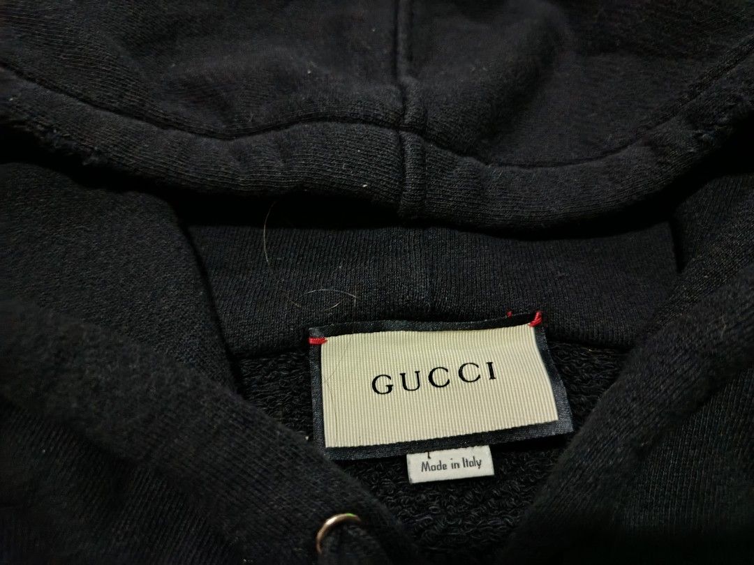 Gucci Distressed Hoodie (Category: Coats, Jackets and Outerwear) located in Manila. Submitted by southstreethub.ph (Listing ID 1460426518, Image 2). Description: - Gucci Distressed Hoodie - Condition: Very Good Condition - Size: Large - Dimention: 25W 30L - Features a colorful graphic print on the front - Made in Italy - Ideal for casual wear -Price: 999.