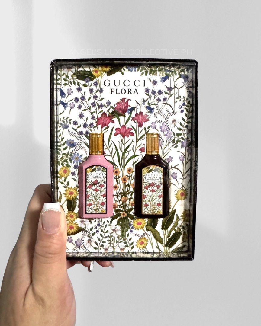 Gucci Flora Perfume Duo (Category: Fragrance & Deodorants) located in Pasig City. Submitted by lykaloves (Listing ID 1460304947, Image 1). Description: 𝐆𝐮𝐜𝐜𝐢 𝐌𝐢𝐧𝐢 𝐃𝐮𝐨 𝐅𝐥𝐨𝐫𝐚𝐥 𝐆𝐨𝐫𝐠𝐞𝐨𝐮𝐬 𝐆𝐚𝐫𝐝𝐞𝐧𝐢𝐚 𝐏𝐞𝐫𝐟𝐮𝐦𝐞 𝐆𝐢𝐟𝐭 𝐒𝐞𝐭 This Set Contains: - 2 x 0.16 oz/ 5 mL Gucci Flora Gorgeous Gardenia Eau de Parfum Intense Miniature.
