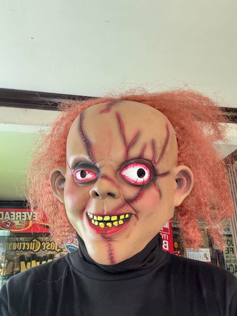 Halloween Mask Chucky Mask (Category: Western Merchandise) located in Pasig City. Submitted by JMToysandCollectibles (Listing ID 1460320162, Image 1). Description: ‼️NO RENTAL FOR SALE ONLY‼️ ‼️Seasonal Item/ Limited Stocks Only‼️ Halloween Mask Chucky Mask PHP2,499 Each Made of Quality Rubberize Latex Pick Up or Delivery via Lalamove Shipping via LBC MOP: Gcash/ BPI/ BDO.