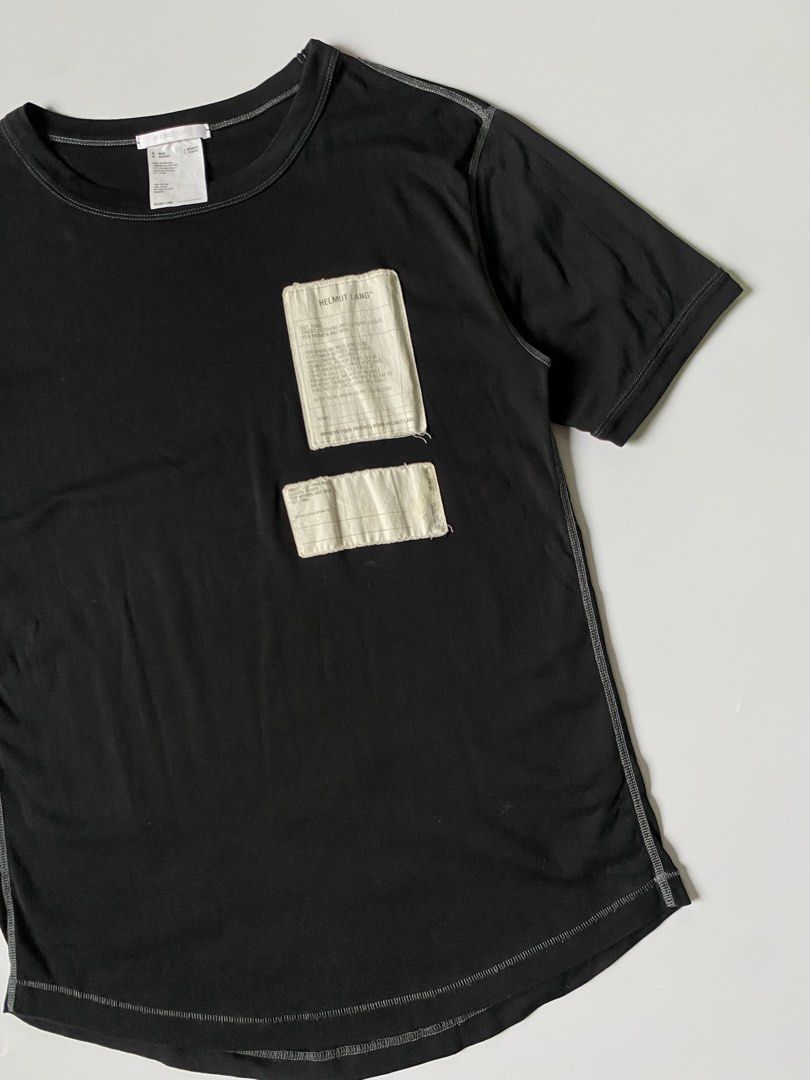 Helmut Lang Base Layered Patch T-Shirt (Category: Tshirts & Polo Shirts ) located in Baguio. Submitted by the_gunstore (Listing ID 1460440115, Image 2). Description: Size tagged: M-L Issue: None Width:19.5 Length:28.5 Shoulder:19 Sleeve:9.5.