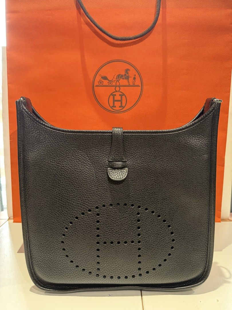 Hermes Black Leather Shoulder Bag (Category: Luxury Bags & Wallets) located in Paranaque City. Submitted by nurseviiij60533 (Listing ID 1460368687, Image 1). Description: Php 180 K Evelyne III 29 bag Taurillon Clemence Leather tab with snap enclosure Front with perforated "H" logo Adjustable shoulder strap Preloved. With complete inclusion, dust bag & box. .