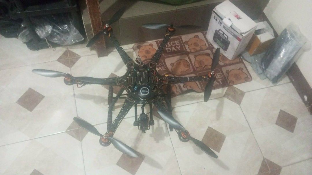 HEXACOPTER DRONE (Category: Drones) located in Manila. Submitted by aisatmalaz37469 (Listing ID 1460324149, Image 2). Description: 🚁 FOR SALE: HEXACOPTER DRONE RESPECT POST. This is UAV Solar powered Drone Research Project Drone Short list parts: ✅ 2.5Apm Flight Controller ✅6x Brushless Motors 2212 920KV ✅6x ESC HW30 ✅1045 Propellers ✅4500 mAh lithium battery ✅with Balance Charger ✅RC Receiver 2.4GHz ✅3DR Radio Telemetery ✅2000mW FPV Transmitter