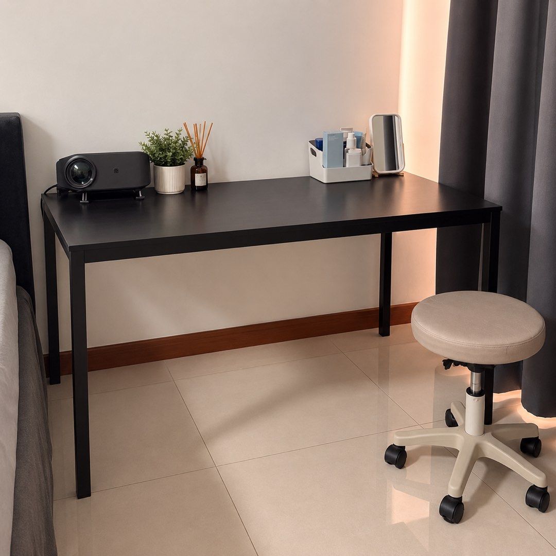 IKEA STUDY WORK TABLE (Category: Tables & Sets) located in Singapore. Submitted by lustbones (Listing ID 1460398755, Image 2). Description: IKEA Black Tables / Desks – 3 Available, Different Sizes Selling 3 IKEA black tables, all in similar simple minimalist style but in 3 different sizes. Great for use as a study desk, computer desk, work table, gaming setup or general-purpose table. * 3 tables available * 3 different sizes – choose according to