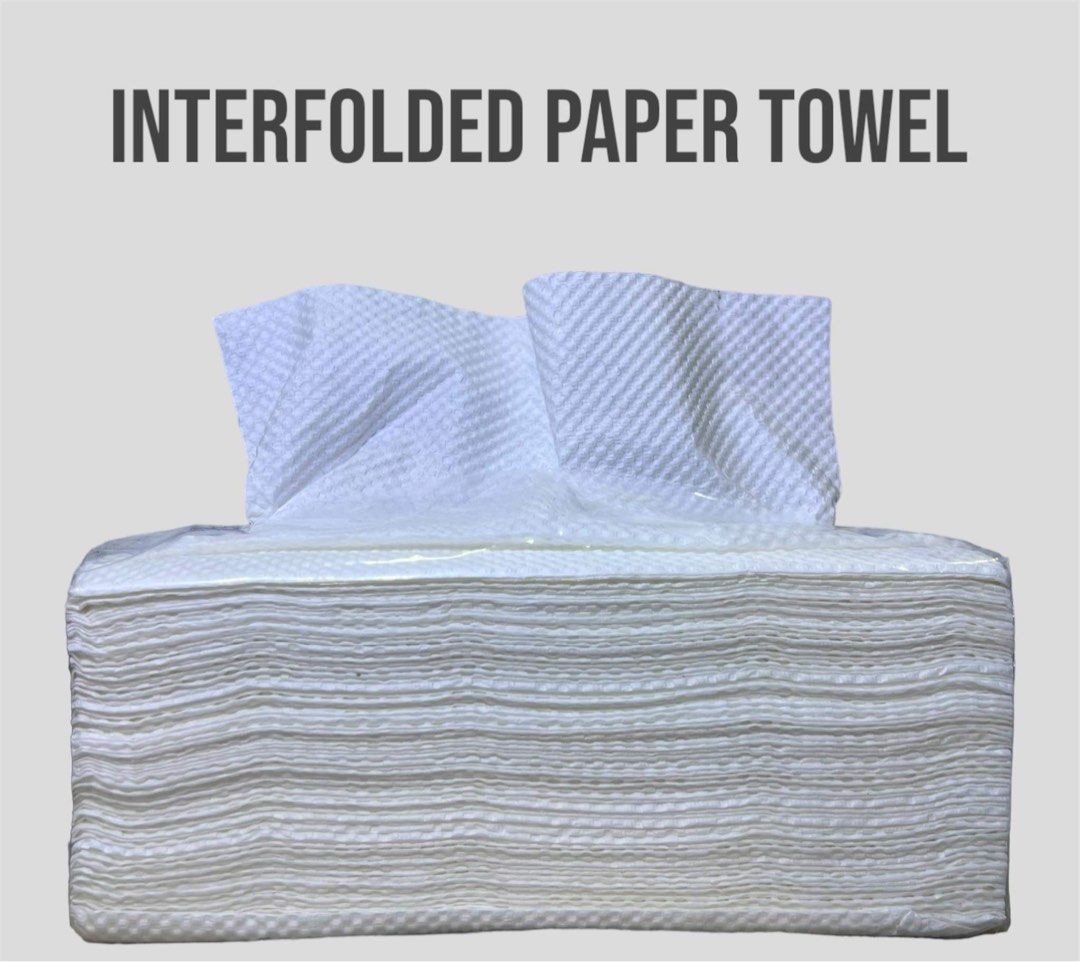 Interfolded Paper Towels (Category: Bedding & Towels) located in Manila. Submitted by _nicaamae (Listing ID 1460319385, Image 1). Description: - Interfolded paper towels - Ideal for home and office use - Convenient and absorbent - 150 sheets per pack - 3 packs for 100 only.