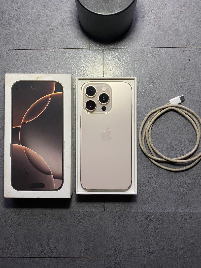 Iphone 16 Pro 512GB (Category: iPhone 16 Series) located in Makati City. Submitted by shncle1000 (Listing ID 1460345837, Image 2). Description: Iphone 16 Pro Desert 512GB Factory Unlocked (no sim restriction) 91% Battery Health ZP/A (Local Variant) True Tone ✔️ Face ID ✔️ With Orig Box, Orig Cord Minimal Dents & Scratches ‼️ No History of Repair Location: Buendia Makati/Pasay.