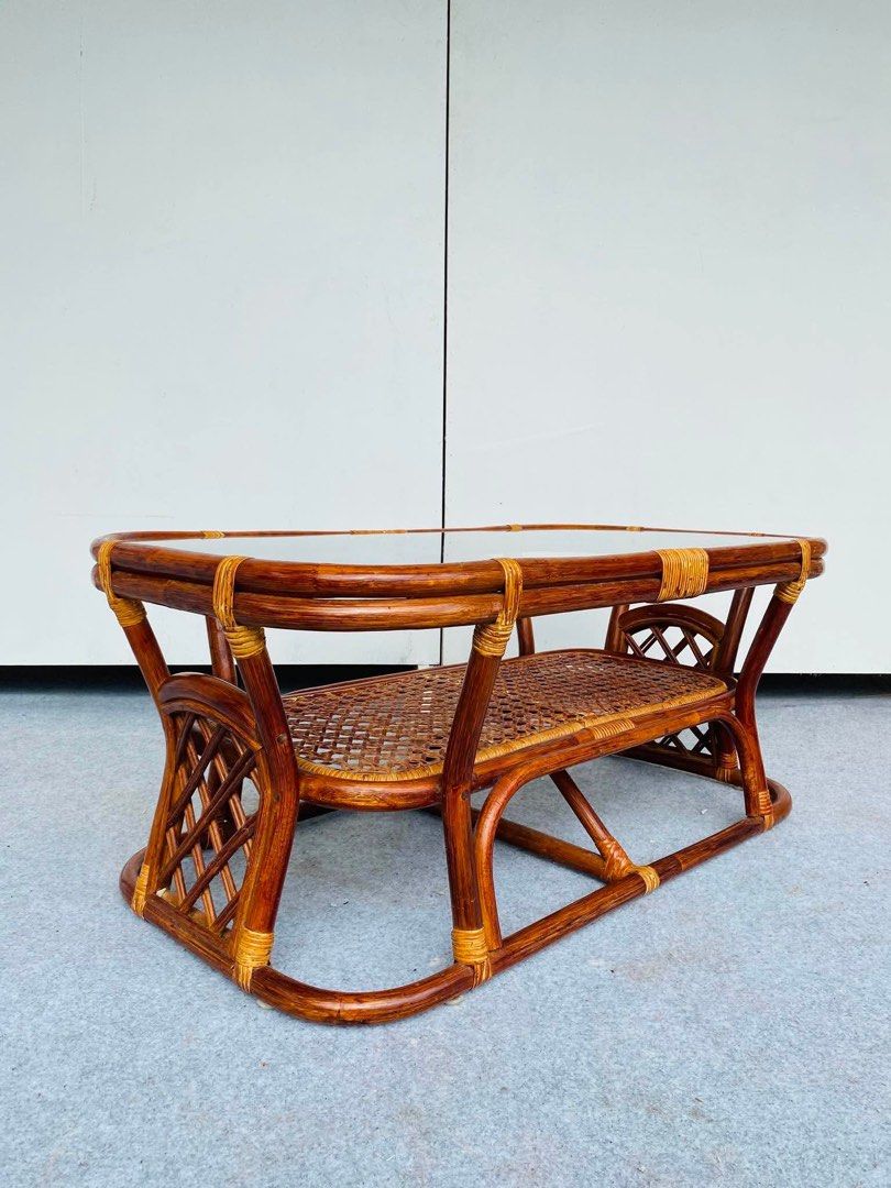 “JAPAN SURPLUS” RATTAN CENTER TABLE GLASS TOP (Category: Tables & Sets) located in Bulacan. Submitted by monmon555 (Listing ID 1460464374, Image 3). Description: “JAPAN SURPLUS” RATTAN CENTER TABLE GLASS TOP SIZE: 36L” x 20W” x 15H” inches (AS-IS ITEM) IN GOOD CONDITION.