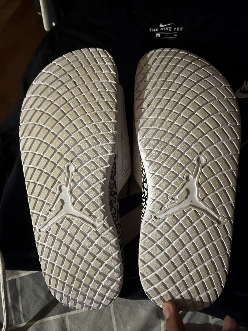 Jordan Slides Red White Elephant Print (Category: Slippers & Slides) located in Panaon. Submitted by adrian_galope. (Listing ID 1460439030, Image 3). Description: Red and white Jordan slides with Jumpman logo and elephant print. Perfect for casual wear and errands..
