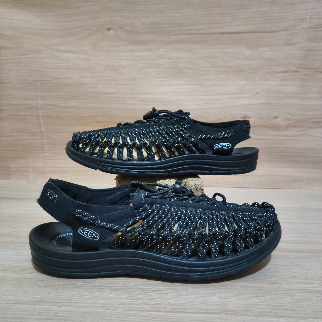 KEEN UNEEK BLACK/SILVER Womens (Category: Sandals) located in Marikina City. Submitted by thrift.ni.furugi (Listing ID 1460305395, Image 1). Description: A unique cord construction adapts this sporty sandal to the shape of your foot, providing both comfort and stability. KEEN's anatomically designed footbed and high-traction rubber sole support and stabilize footing as you enjoy the great outdoors. size for womens.