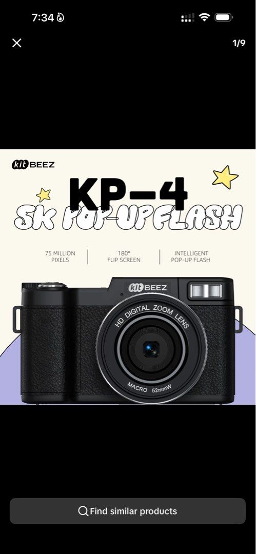 Kitbeez KP-4 (Category: Cameras) located in Manila. Submitted by jivennc (Listing ID 1460506612, Image 1). Description: Package List: with box - 1 x Digital Camera - 1 x Charging Cable - 2 x Battery - 1 x Strap - 1 x Instruction Manual - No SD Card - Message for sample shots taken Features: 1. Ultra-High Resolution Capture - 75MP stunning photos + Sk ultra-clear video, delivering crisp details and vibrant colors for professional-quality imaging. 
