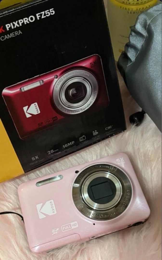 Kodak PIXPRO FZ55 Digital Camera - Pink (Category: Cameras) located in Manila. Submitted by cc_rrr (Listing ID 1460390356, Image 1). Description: - Pink Kodak PIXPRO FZ55 Camera - 16 Megapixels for clear photos - 5x Optical Zoom to get closer - 28mm Wide-Angle Lens for broader shots - Full HD Video Recording - Includes Original Box - Ideal for everyday photos and videos.