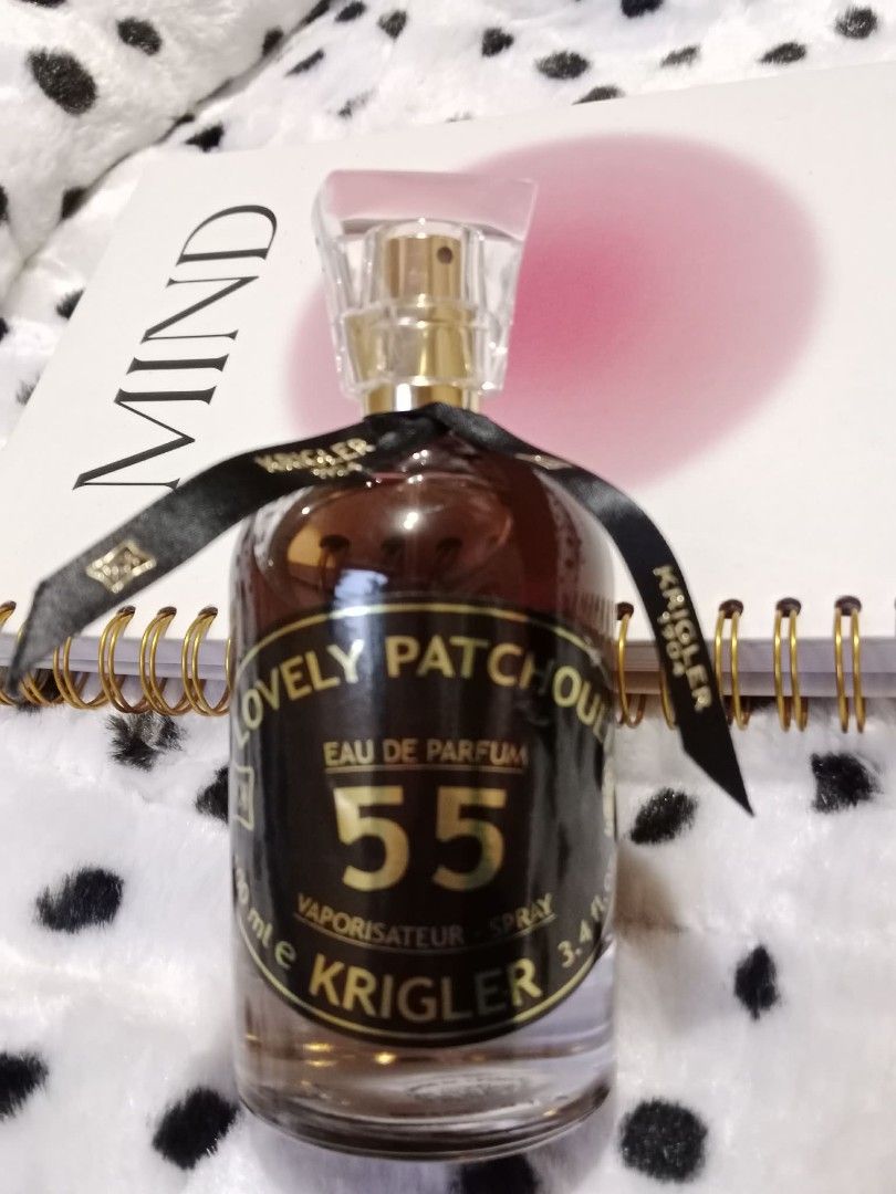 Krigler Lovely Patchouli 55 100ml (Category: Fragrance & Deodorants) located in Manila. Submitted by ryankennet19551 (Listing ID 1460478360, Image 1). Description: Used once EAU DE PARFUM 99/100ml.