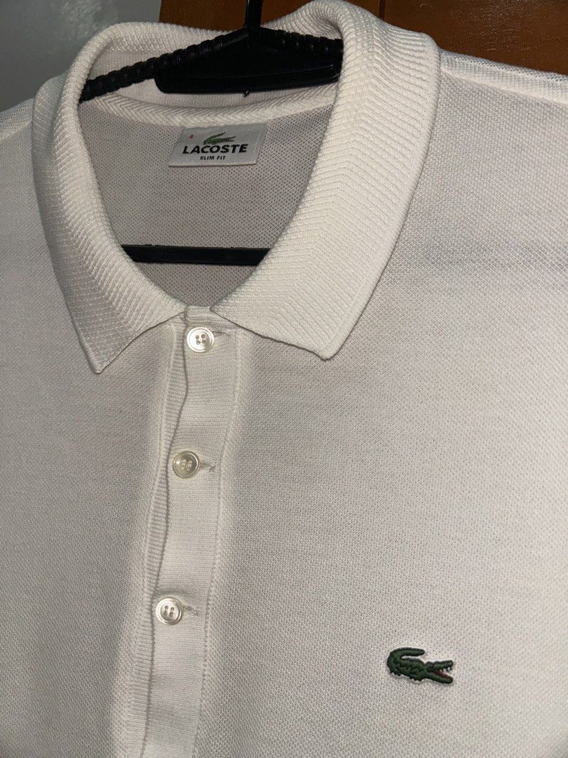 Lacoste Polo Shirt (Category: Tshirts & Polo Shirts ) located in Las Pinas. Submitted by graaalcava08002 (Listing ID 1460403646, Image 3). Description: Lacoste Polo Shirt Original Size 4 Slim Fit Width: 18.5 Length: 28 Color: White No issue..