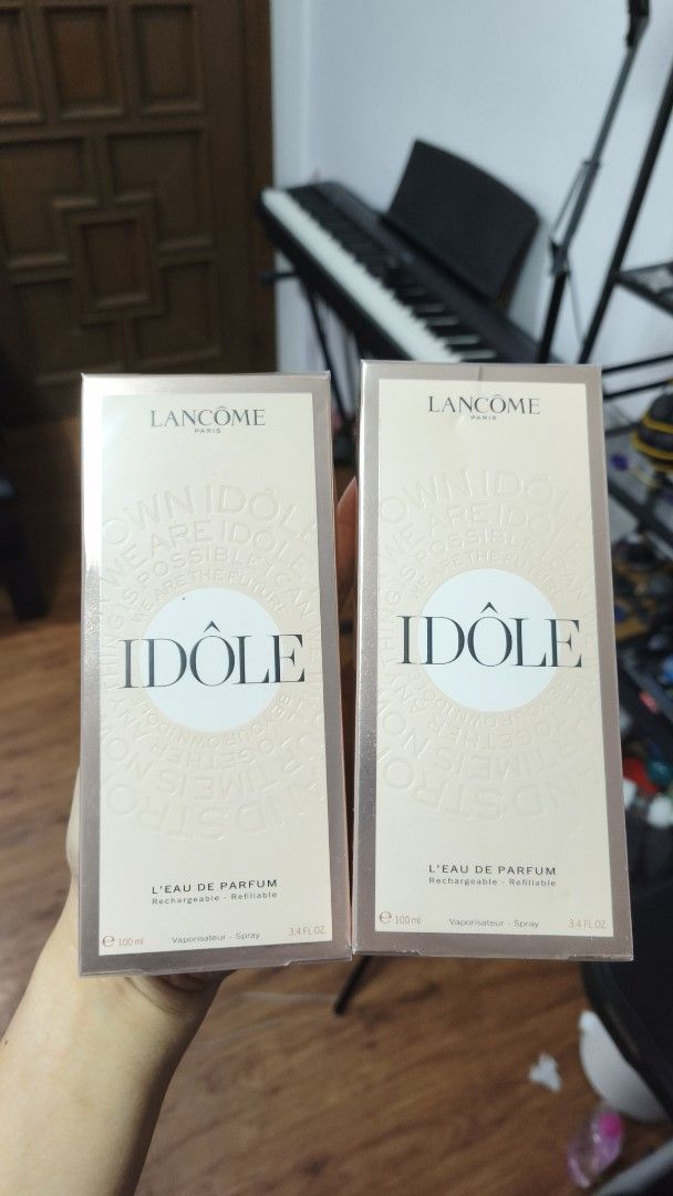 Lancôme Idôle Eau de Parfum 100ml (2 bottles) (Category: Fragrance & Deodorants) located in Manila. Submitted by sab_laureen (Listing ID 1460430662, Image 1). Description: - 2 x Lancôme Idôle Eau de Parfum bottles - 100ml each - Spray format - Rechargeable and refillable design - Ideal for everyday wear.