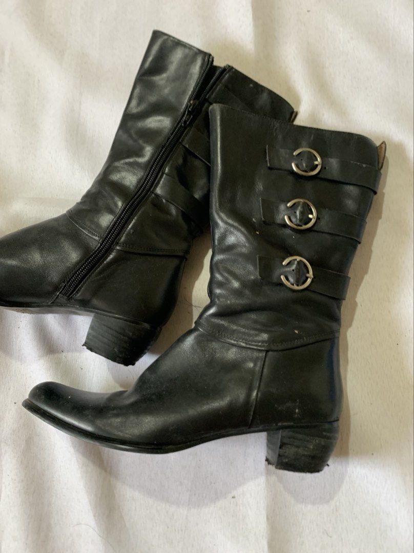 Leather Cowboy Buckle Boots (Category: Boots) located in San Mateo. Submitted by bluhydrangea (Listing ID 1460373957, Image 1). Description: Good leather Heel tip needs replacement.
