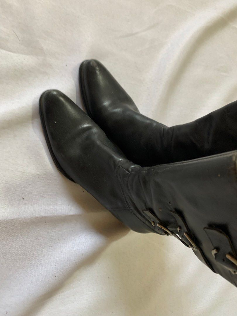 Leather Cowboy Buckle Boots (Category: Boots) located in San Mateo. Submitted by bluhydrangea (Listing ID 1460373957, Image 2). Description: Good leather Heel tip needs replacement.