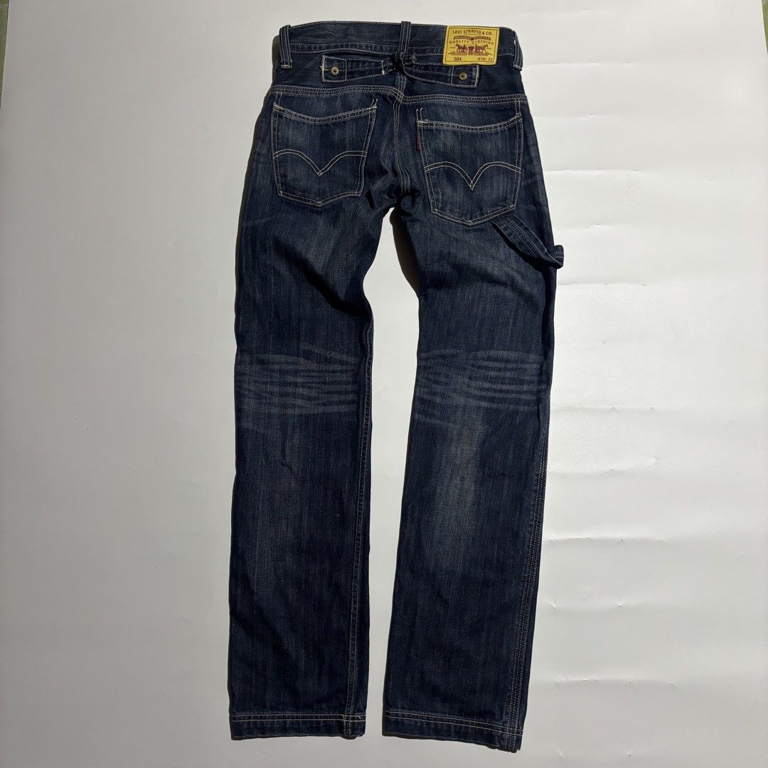 Levi's 504 Jeans W28 L33 (Category: Jeans) located in Cebu City. Submitted by kidfrom6000 (Listing ID 1460503501, Image 2). Description: - Classic Levi's 504 jeans - Dark wash denim with subtle fading - Size: W28 L33 - Signature red tab and stitching - Button fly closure - Ideal for everyday wear -Price + sf.