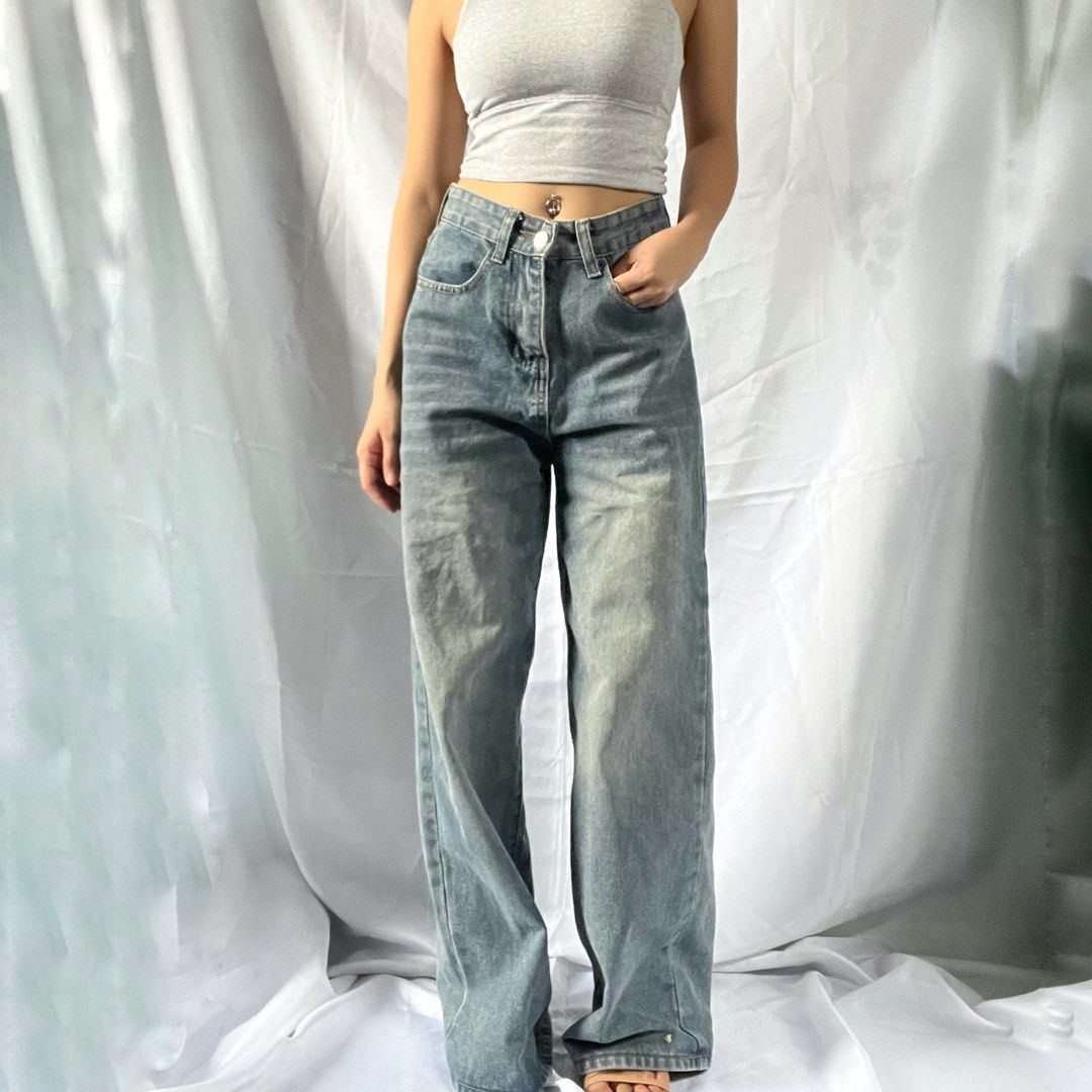 Light Wash Wide Leg Jeans (Category: Jeans) located in Manila. Submitted by demi.rewears (Listing ID 1460313532, Image 1). Description: Vintage-inspired light wash wide leg jeans. Soft, comfy, relaxed fit. Perfect for casual styling. Waist: 12.5” (Flat) / Fits 25” Waist Length: 37” (Outseam) Rise: High-Rise Fit: Relaxed / Wide-Leg / Straight Baggy Color: Light Blue Vintage Wash Condition: Excellent curated condition with no visible flaws..