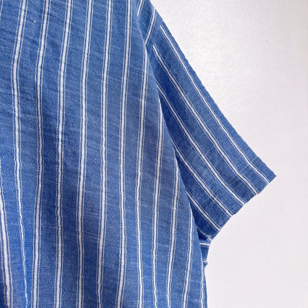 Linen Blue Stripes Set (Category: Sets or Coordinates) located in Manila. Submitted by withlovesam (Listing ID 1460355257, Image 2). Description: HQ from bangkok freesize fully garterized waistline soo pretty!!.