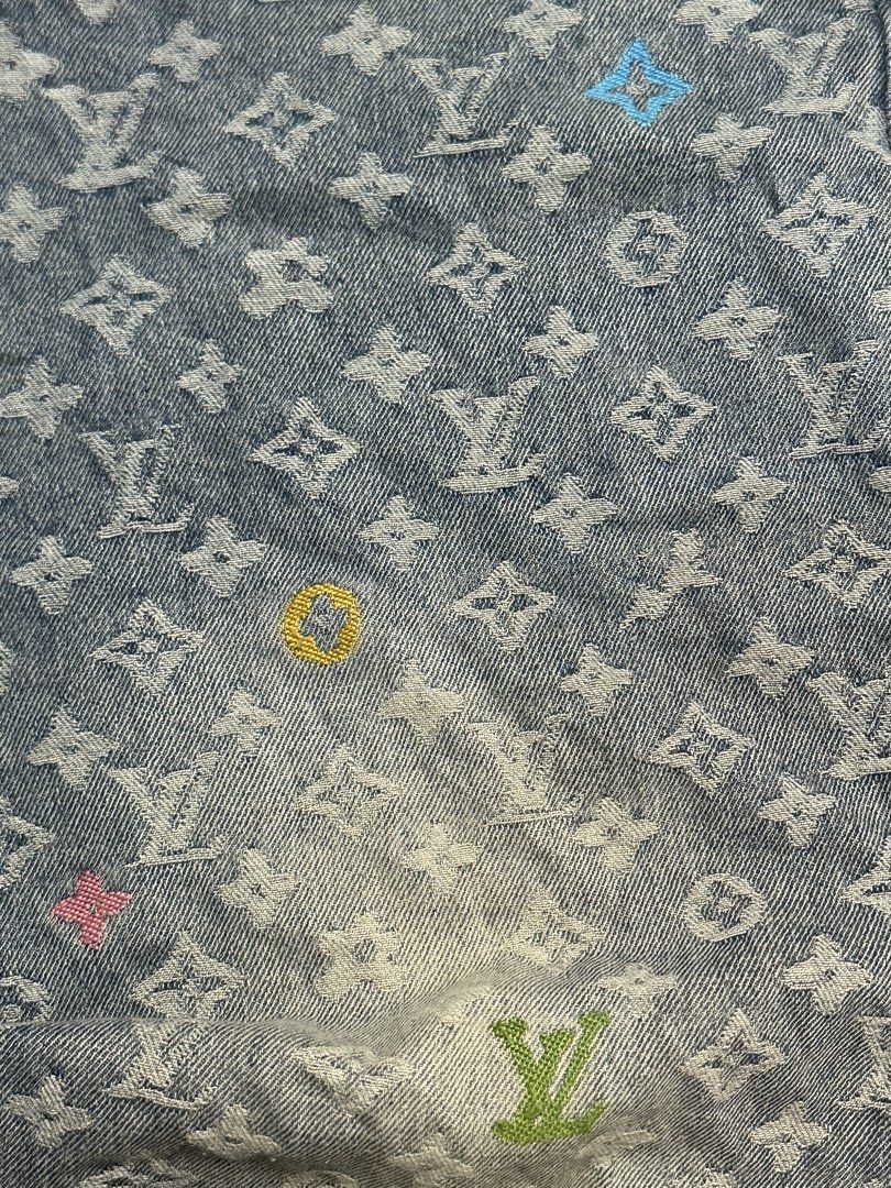 Louis Vuitton Monogram Denim Jeans (Category: Jeans) located in Manila. Submitted by gonthrifting (Listing ID 1460383772, Image 2). Description: Lv denim pants all over print Dimes: 32x40 hem 7 Issue? Needs wash only Design is mud wash .