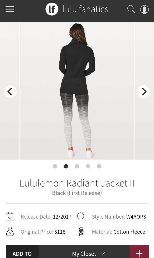 Lululemon radiant jacket II dot 6 (Category: Coats, Jackets and Outerwear) located in San Pedro. Submitted by thriftersthrift (Listing ID 1460503438, Image 3). Description: Width(inches) :17 Length(inches) :26 Good condition Already wash Color rate : 9/10 🌵ALL ITEMS ARE FROM UKAY BALE SO MANAGE YOUR EXPECTATION 🌵 ASK SELLER FOR MORE INFORMATION COLOR MAY CHANGE TRU LIGHTING.