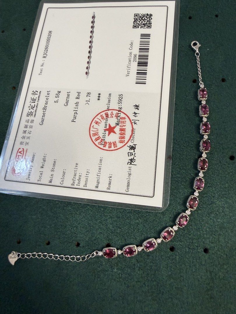 Malaya Garnet Tennis Bracelet (Category: Bracelets) located in Santa Rosa. Submitted by bumfinds (Listing ID 1460429975, Image 3). Description: With certificate Natural Garnet 8 inches adjustable .