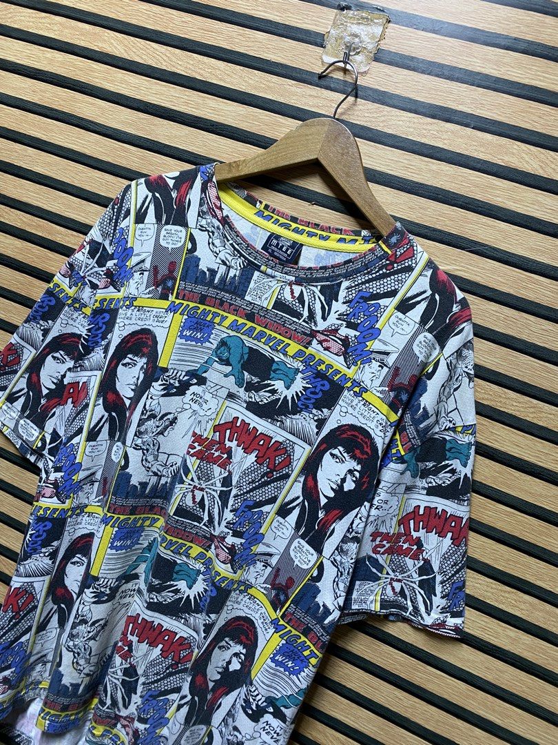MARVEL COMICS TEE AOP (Category: Tshirts & Polo Shirts ) located in Makati City. Submitted by drip.poww (Listing ID 1460421517, Image 2). Description: - Authentic Marvel Comics - Size: XL - Dimes: 25x30 - Authentic - Excellent condition - Need wash, fresh from bale - Material: 100% Cotton Please don’t expect too much—these are thrifted (ukay) items. 😊 !!STILL NEGOTIABLE!!.