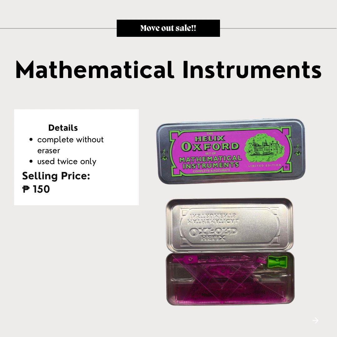 Mathematical Instruments (Category: Craft Supplies & Tools) located in Manila. Submitted by corlair (Listing ID 1460361444, Image 1). Description: .