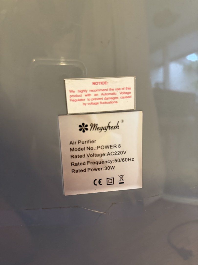 Megafresh Air Purifier (Category: Air Purifiers & Dehumidifiers) located in Pasig City. Submitted by declutterpsg (Listing ID 1460504337, Image 3). Description: Barely used and still in very good condition. I only used it once or twice, and it has mostly just been sitting unused for quite some time. Selling because I’m not able to maximize its use anymore. Great for keeping your home air fresh and clean. Perfect for bedrooms, living rooms, or any