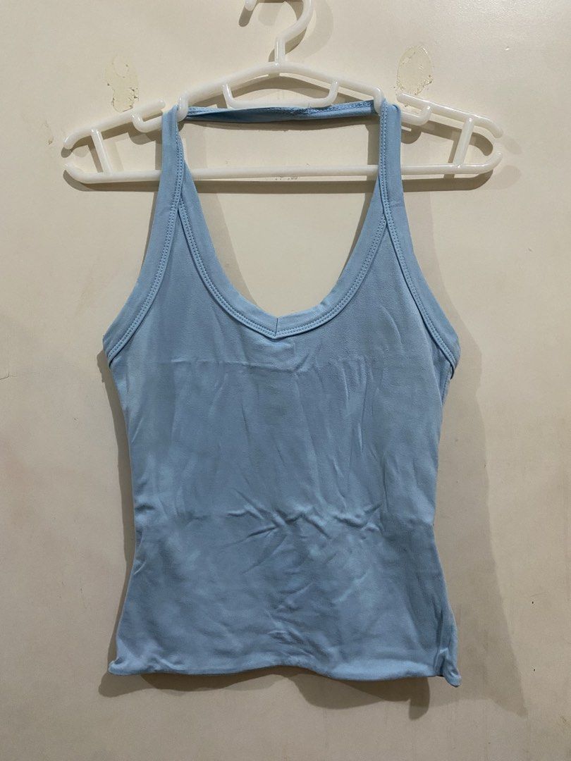 MERA Adelina Halter Top Powder Blue (Category: Sleeveless) located in Taguig. Submitted by maly01_ (Listing ID 1460390610, Image 1). Description: - has a small stain on the inside (washable) dm for inquiries :).