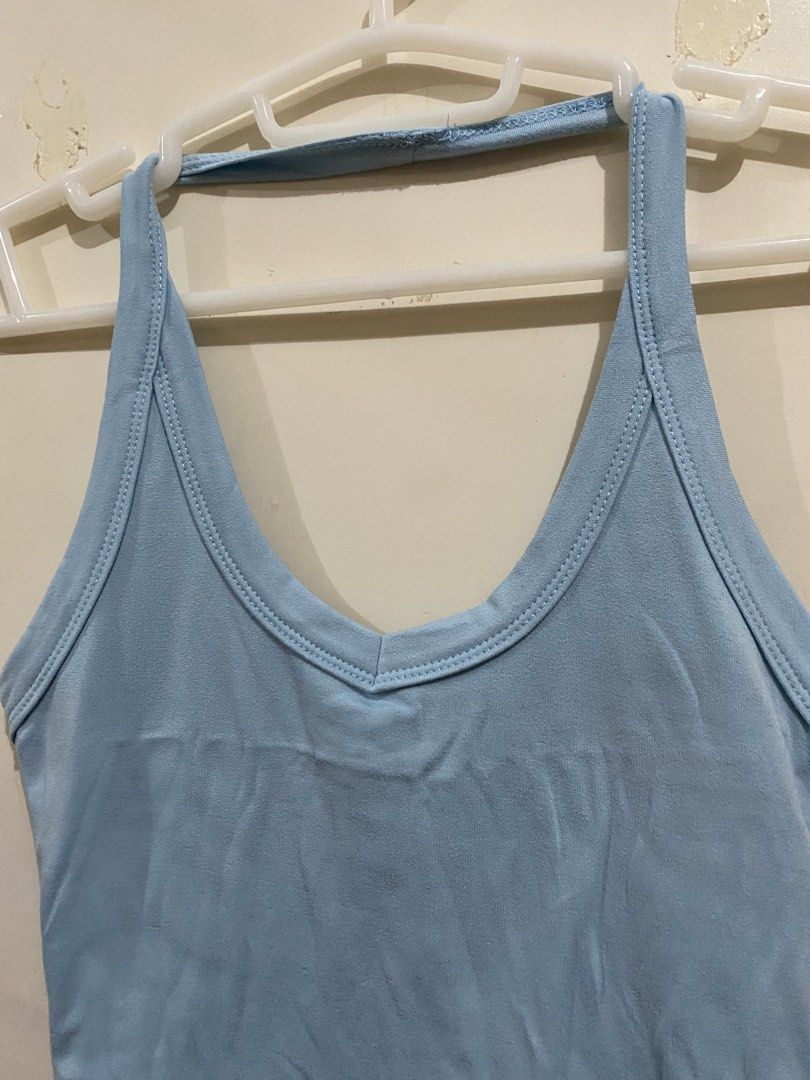 MERA Adelina Halter Top Powder Blue (Category: Sleeveless) located in Taguig. Submitted by maly01_ (Listing ID 1460390610, Image 2). Description: - has a small stain on the inside (washable) dm for inquiries :).