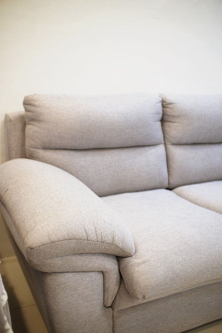MF 3-Seater Reno Sofa with Ottoman (Category: Sofas) located in Caloocan City. Submitted by marodeguzm20871 (Listing ID 1459134073, Image 3). Description: Mandaue Foam Reno 3 seater sofa - Bought last Oct 2023 - Light grey fabric - Very comfortable, plush foam, removable cover for seating foams - Includes a matching ottoman - Ample seating space for 3-4 people - Ideal for living rooms or lounges - Seller is the owner, very well taken care of, reg