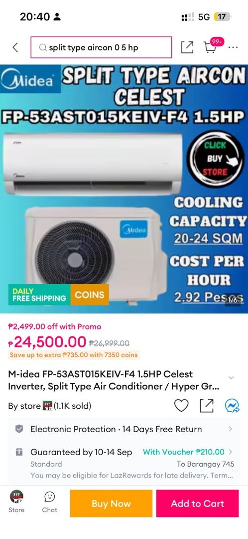 MIDEA CELEST 1.5HP (Category: Air Conditioning and Heating) located in Caloocan City. Submitted by jaja0507 (Listing ID 1460389854, Image 3). Description: Used only for 1 year - need to replace a window type AC.
