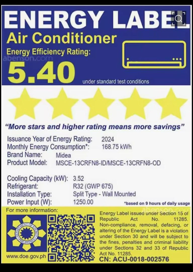 MIDEA CELEST 1.5HP (Category: Air Conditioning and Heating) located in Caloocan City. Submitted by jaja0507 (Listing ID 1460389854, Image 2). Description: Used only for 1 year - need to replace a window type AC.
