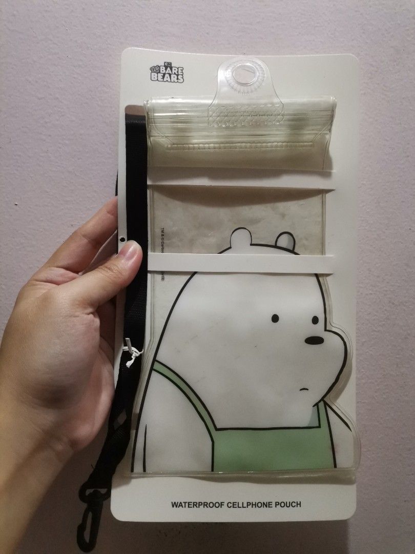 Miniso We Bare Bears Waterproof Cellphone Pouch (Category: Purses & Pouches) located in Makati City. Submitted by kookybearsstuff (Listing ID 1460466585, Image 1). Description: - Brand: Miniso - Design: We Bare Bears (Ice Bear) - Feature: Waterproof - Material: PVC - Includes: Strap for easy carrying - Protects your cellphone from water damage - Never been used. Chineck ko lang if kasya phone ko.