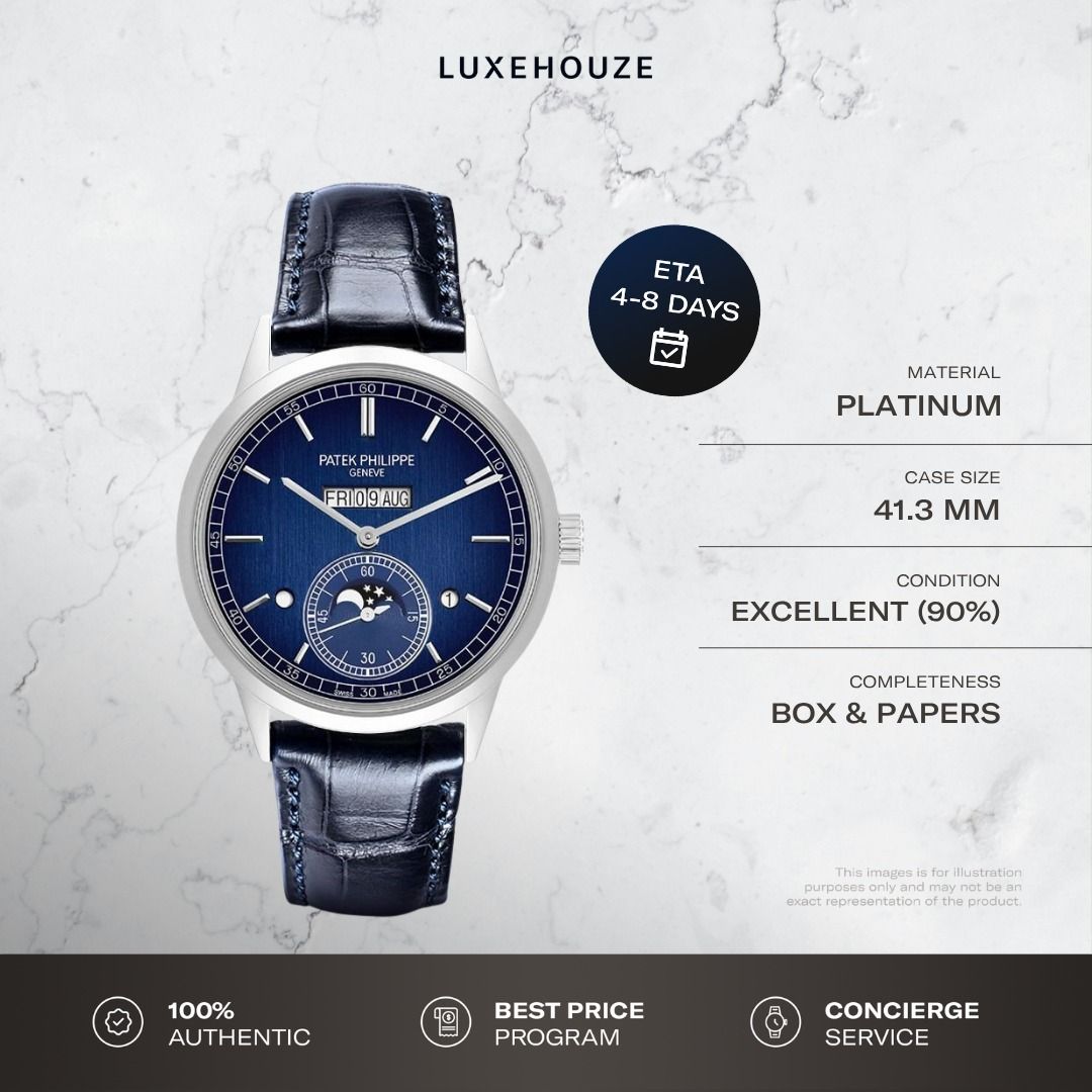 Mint 2025 Patek Philippe Grand Complications 5236P-001 Blue (Category: Watches) located in Singapore. Submitted by luxehouze (Listing ID 1459545682, Image 1). Description: Luxehouze is your trusted marketplace to buy and sell luxury goods. Luxehouze SG Pte Ltd is a licensed luxury goods marketplace and regulated dealer. WHY US? 100% Authentic with Money-Back Guarantee Best Price Program* Curated Collection * T&Cs apply. OUR SERVICES • Watch Purch