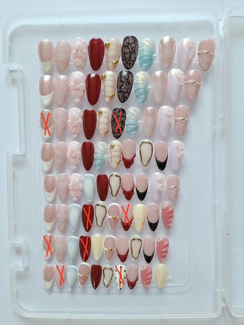Mix & Match press on nails *UPDATED* (Category: Hands & Nails) located in Quezon City. Submitted by luxetips_pressph (Listing ID 1460422279, Image 2). Description: Custom Press On Nails for 250-350php Any shape and length message to order and for inquiries! Inclusions: 📌 Nail Prep Kit (Alcohol Pads, Cuticle Pusher, Nail File) 📌Jelly Glue 📌 Care Card 📌Press On Nails.