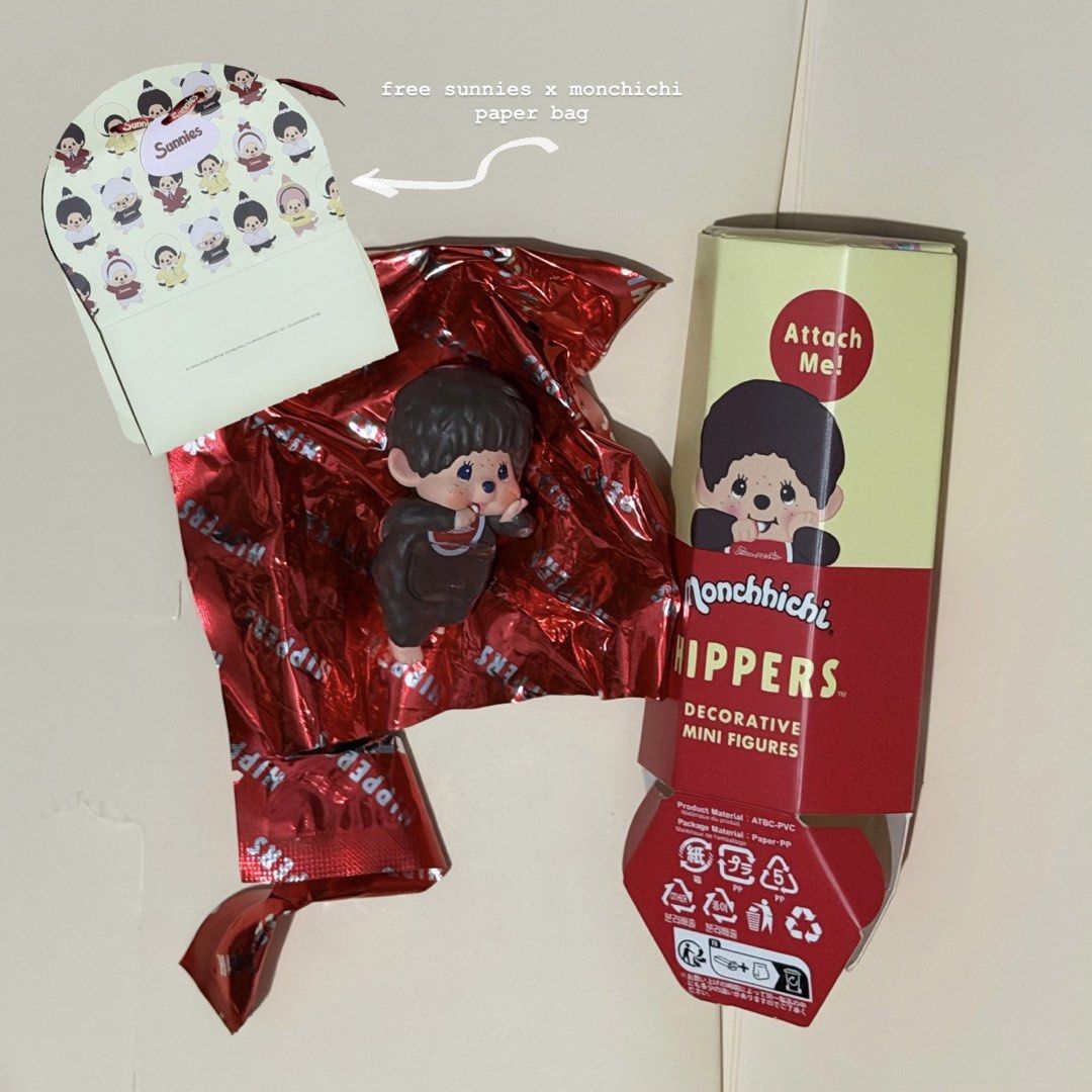 Monchichi Boy Hippers (Category: Cases & Sleeves) located in Makati City. Submitted by kllster08 (Listing ID 1460423469, Image 1). Description: Selling: with free monchichi x sunnies paper bag Monchichi Boy Hippers - ₱599 srp - on hand - original from fullybooked - good condi, x sensi - unused adhesive, with og bnf .