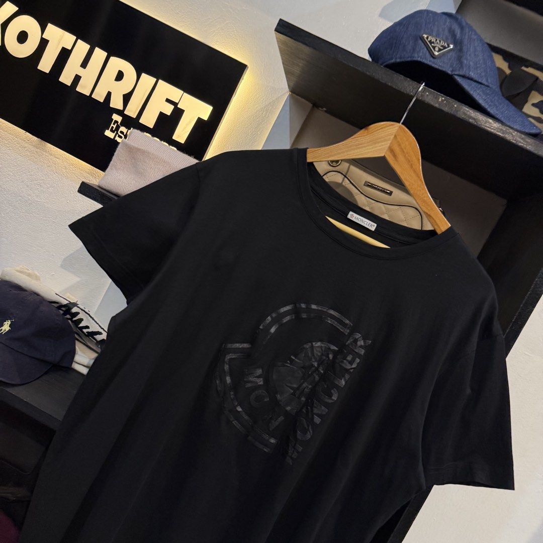 Moncler Black Logo T-Shirt (Category: Tshirts & Polo Shirts ) located in Manila. Submitted by carbungcoalex (Listing ID 1460366896, Image 2). Description: MONCLER BLACK SHIRT 22 by 28 Good Condition Complete tags 1K CLAIM.