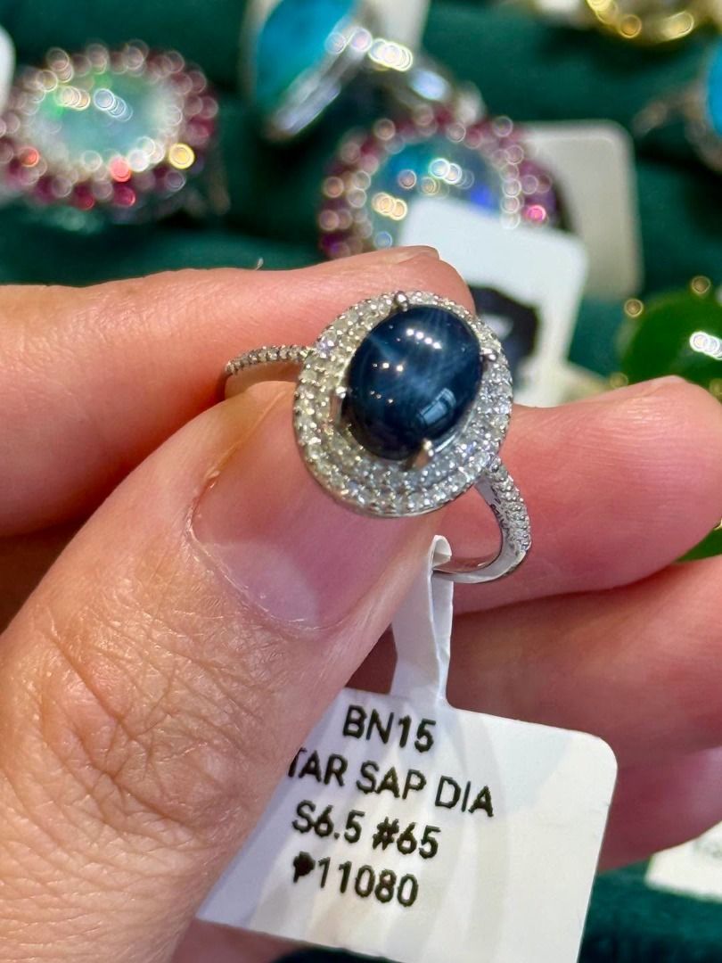 NATURAL BLUE SAPPHIRE STAR DIAMOND RING (Category: Rings) located in Baguio. Submitted by asna_taku (Listing ID 1460404255, Image 2). Description: 💙✨ NATURAL BLUE SAPPHIRE STAR DIAMOND RING ✨💙 A beautiful East African Natural Sapphire with a mesmerizing asterism effect—that gorgeous star-like glow that appears across the cabochon when it catches the light. ⭐️ 💙 Natural Sapphire ⭐️ Oval Cabochon with Induced Asterism 💎 Accented with numerous N