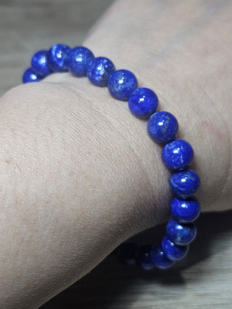 Natural Lapis Lazuli Stone Bead Bracelet (Category: Bracelets) located in Cainta. Submitted by Kahi0410 (Listing ID 1460468570, Image 3). Description: Natural Stone 8mm bead size 15 inch wrist size Garterized.