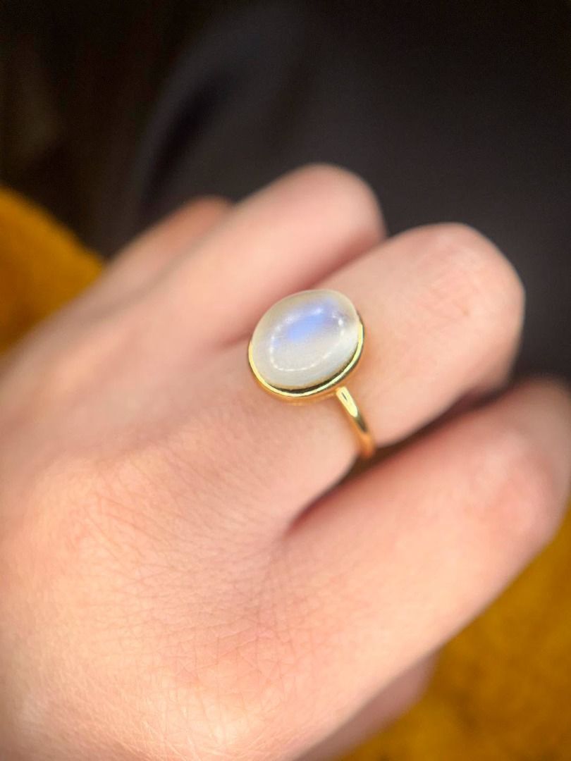 NATURAL MOONSTONE RING (Category: Rings) located in Baguio. Submitted by asna_taku (Listing ID 1460405602, Image 2). Description: 🌙 NATURAL MOONSTONE • NEW ARRIVAL Soft, dreamy glow with that beautiful blue flash ✨ These natural moonstone rings have a clean, elegant look that’s easy to wear on its own or stack. 💎 Natural Moonstone ✨ New silver, plated in gold 💍 Size 5 & Size 9 available 📌 One piece per size ₱3,680 each Simple, luminous, and p