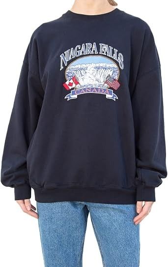 Niagara Falls Sweatshirt (Category: Coats, Jackets and Outerwear) located in Taytay. Submitted by leanmark103093 (Listing ID 1460480615, Image 1). Description: BR∆NDY M€LVlLL€ Embroidered Niagara Falls Canada Navy Blue W23 L30 Good as new No issue 📩📩📩📩.