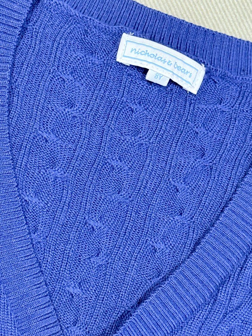 Nicholas Bear Blue Cardigan branded (Category: Babies & Kids Fashion) located in Taguig. Submitted by annebydesign (Listing ID 1460375876, Image 2). Description: Nicholas Bear cardigan ₱200 Like new. US bought Fit 10-11yo Used once sa Shanghai With logo hardware sa front.