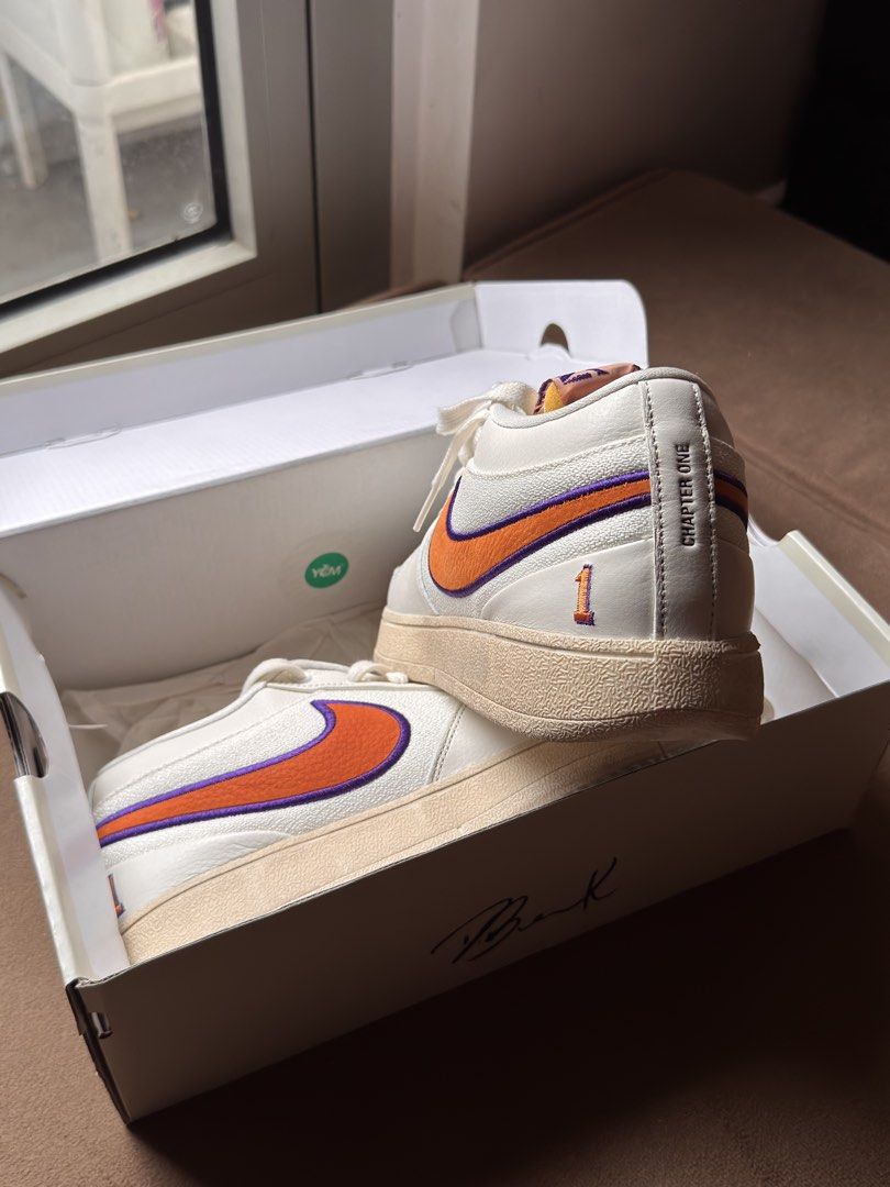 Nike Book 1 Chapter One Devin Booker (Category: Sneakers) located in Manila. Submitted by yrsullano (Listing ID 1460334033, Image 2). Description: - Brand new Nike Book 1 Chapter One sneakers Devin Booker - Color: Cream with orange and purple accents - Size: 9.5 US Men's - Condition: Never worn (fresh pair) - Includes: Original box and receipt - Bought in China - Don't miss out!.