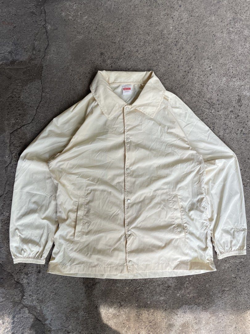 Nikko and… Coach Jacket Cream (Category: Coats, Jackets and Outerwear) located in General Santos City (Dadiangas). Submitted by christbluee (Listing ID 1460461508, Image 1). Description: - Cream Nikelab x Noah coach jacket - Large Noah logo graphic on back - Snap button closure - Two front pockets - Elasticated cuffs and hem - Size M (fits like 3-4) - 100% Nylon.
