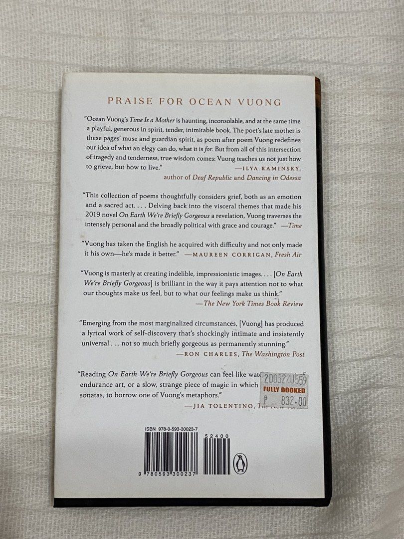 Ocean Vuong - Time is a Mother (Category: Storybooks) located in San Jose del Monte. Submitted by n51db (Listing ID 1460461034, Image 2). Description: mop - gcash / maribank mod - j&t meetup: sm san jose del monte.