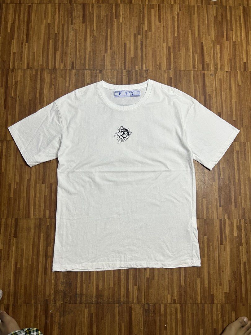 Off white shirt (Category: Luxury Apparel) located in Cebu City. Submitted by thrift_grail (Listing ID 1460378808, Image 1). Description: Excellent condition No issue Size L on tag Dimes 21.5w 29.5L Cr 10/10.