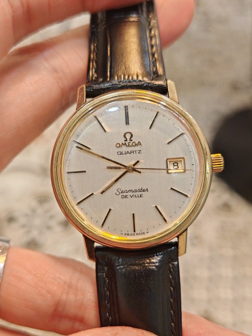 Omega Seamaster De Ville Quartz (Category: Men's Watches) located in San Juan City. Submitted by MW_888 (Listing ID 1460461275, Image 2). Description: Pristine for it's age 🙂 Omega Seamaster De Ville Cream dial 35mm, wears 36mm Circa 1980s Quartz (new battery installed) 9/10 condition Inclusions: watch, leather strap with replacement buckle and watch pouch *photo reference on 6.5" wrist 35k.