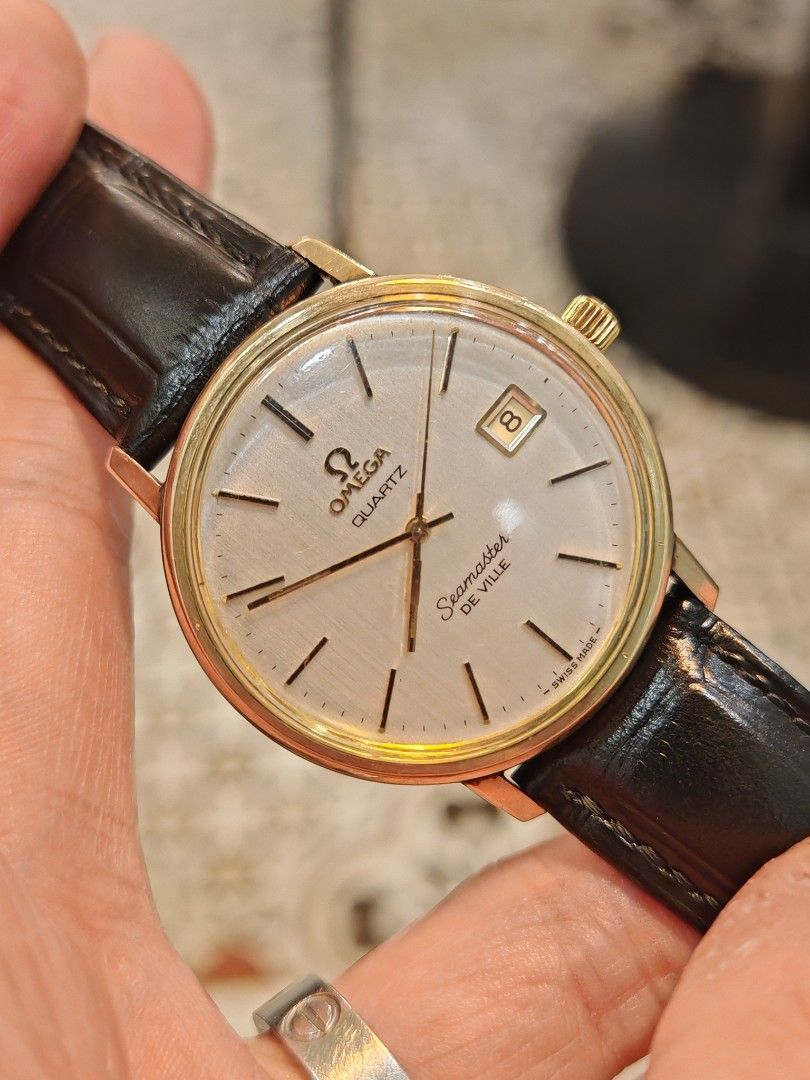 Omega Seamaster De Ville Quartz (Category: Men's Watches) located in San Juan City. Submitted by MW_888 (Listing ID 1460461275, Image 3). Description: Pristine for it's age 🙂 Omega Seamaster De Ville Cream dial 35mm, wears 36mm Circa 1980s Quartz (new battery installed) 9/10 condition Inclusions: watch, leather strap with replacement buckle and watch pouch *photo reference on 6.5" wrist 35k.