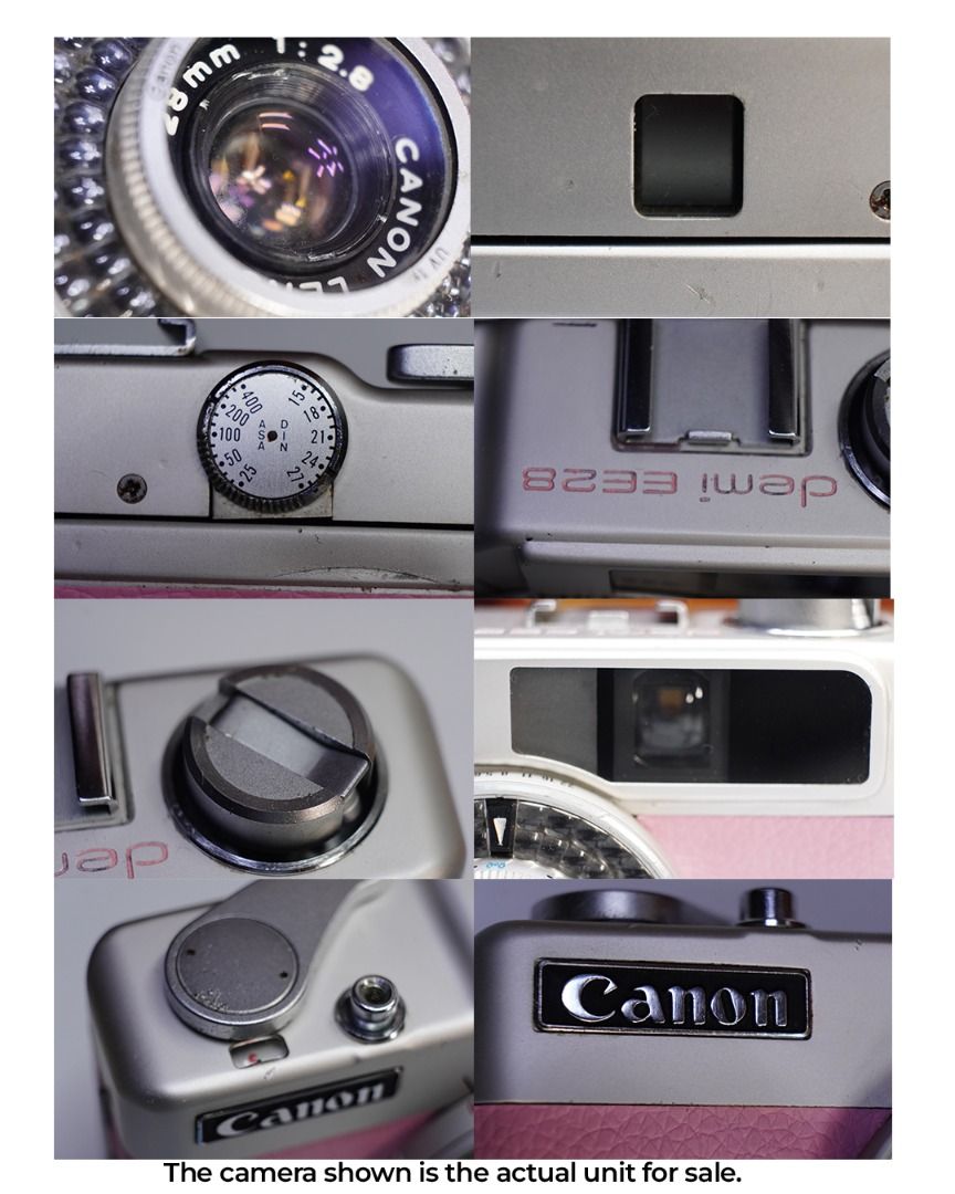 One Custom Pink Canon Demi EE28 (Category: Cameras) located in Las Pinas. Submitted by retrocameraph (Listing ID 1460352908, Image 3). Description: 📸 One Custom Pink Canon Demi EE28. One piece. 🌸 A tiny Canon from 1967, now dressed in baby pink. But the fun part isn't just the color. The Demi EE28 is a half-frame 35mm camera, meaning you can get up to 72 photos from a 36-exposure roll. Pair that with its 28mm f/2.8 lens and compact size, and yo